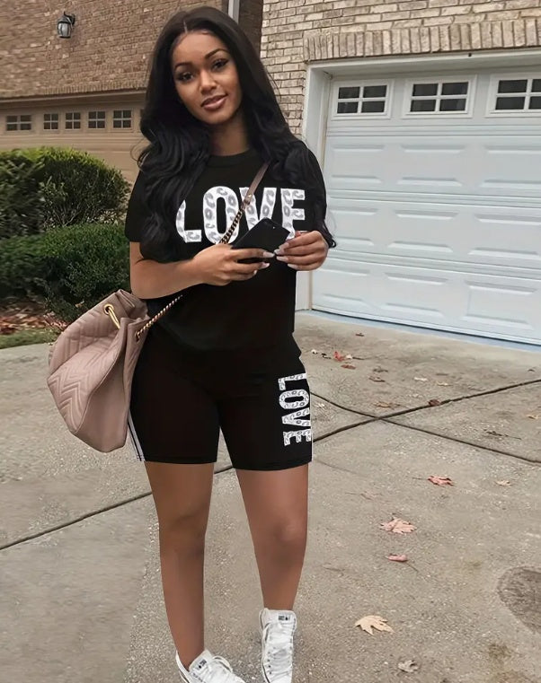 Love Print Casual Two-piece Set